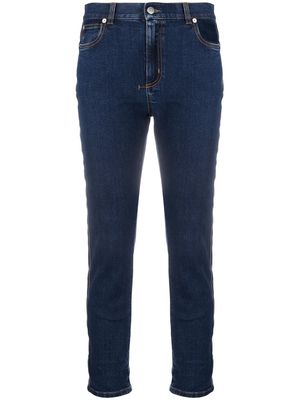 Alexander McQueen side-stripe slim-fit jeans - Blue