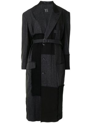 Y's panelled belted coat - Grey