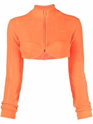 adidas embroidered logo cropped jacket - Orange