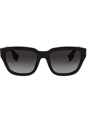 Burberry Eyewear check detail rectangular sunglasses - Black