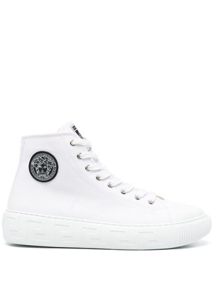 Versace logo-patch high-top sneakers - White