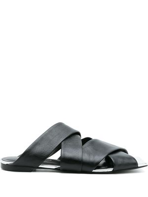 Gloria Coelho crossover-strap leather sandals - Black