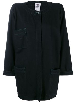 Emanuel Ungaro Pre-Owned 1980's loose collarless coat - Black