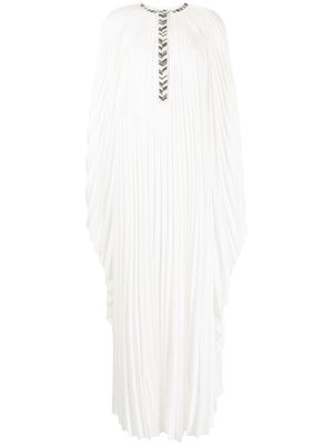 Semsem crystal-embellished plissé dress - White