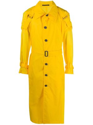Yohji Yamamoto buckle detail buttoned trench coat - Yellow