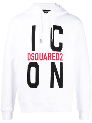 Dsquared2 logo-print drawstring hoodie - White