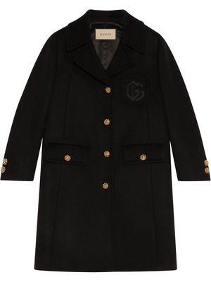 Gucci Double G embroidered button-front coat - Black
