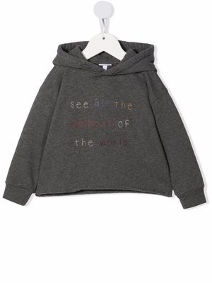 Knot embroidered-slogan pullover hoodie - Grey