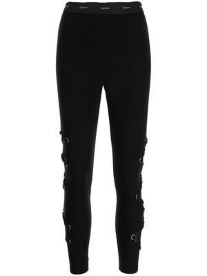 Yohji Yamamoto high-waisted lattice-strap leggings - Black