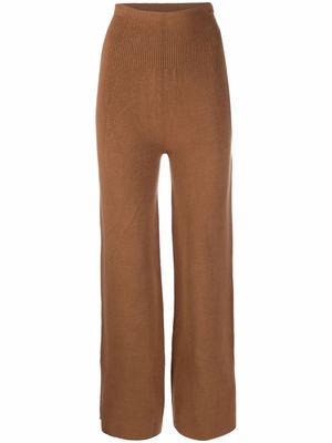 Kapital high-waisted straight knit trousers - Brown