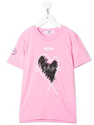 MSGM Kids heart-print cotton T-shirt - Pink
