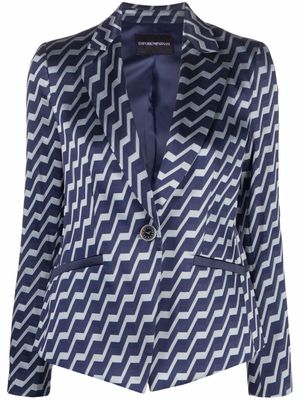 Emporio Armani geometric-print single-breasted blazer - Blue