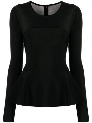 Herve L. Leroux peplum fitted blouse - Black