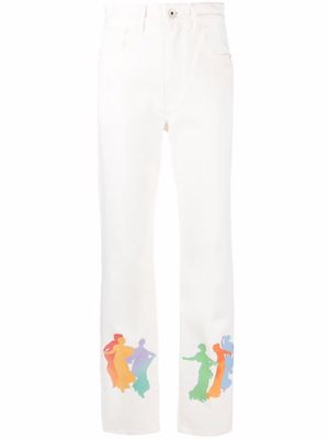 Kirin graphic-print straight-leg jeans - White