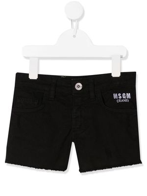 MSGM Kids embroidered logo denim shorts - Black
