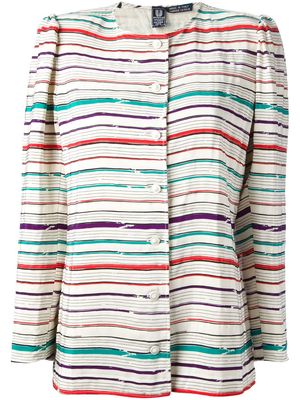 Emanuel Ungaro Pre-Owned striped buttoned jacket - White