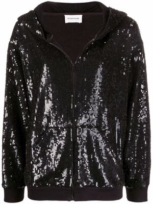 P.A.R.O.S.H. sequin-embellished zip-fastening hoodie - Black