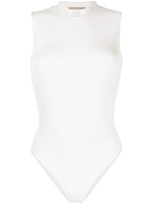Lisa Von Tang band-collar sleeveless swimsuit - White
