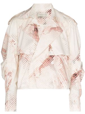 Feng Chen Wang abstract-print double-breasted jacket - White