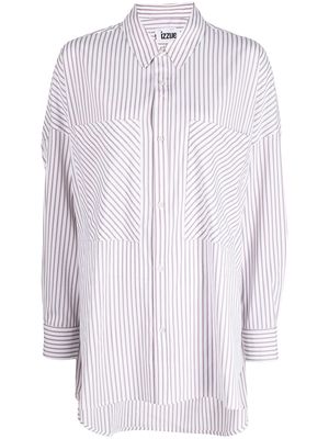 izzue striped high-low shirt - White