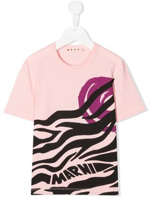 Marni Kids logo-print cotton T-shirt - Pink