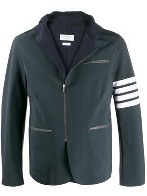 Thom Browne lightweight tech hooded 4-Bar jacket - Blue