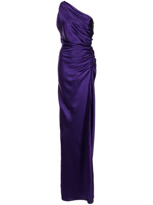 Michelle Mason one-shoulder silk gown - Purple