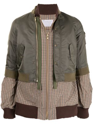 Kolor shell-panelled checked bomber jacket - Brown