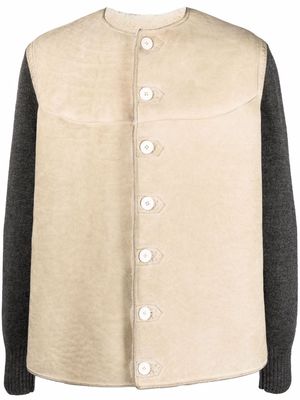 Maison Margiela colour-block leather jacket - Neutrals