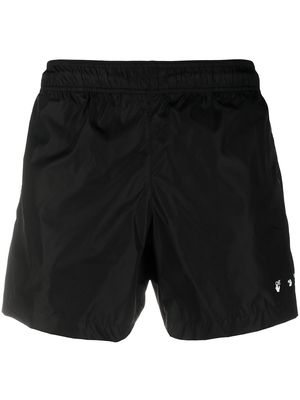 Off-White logo-print quote-motif swim shorts - Black