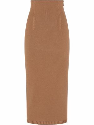 Fendi knitted pencil skirt - Brown