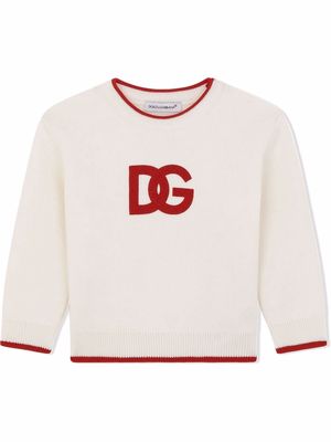 Dolce & Gabbana Kids logo-print wool jumper - White