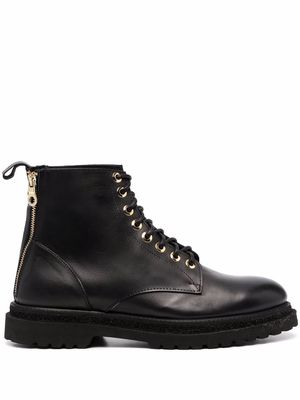 Giuliano Galiano zipped lace-up leather boots - Black