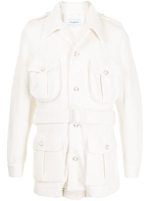 Casablanca belted single-breasted jacket - White