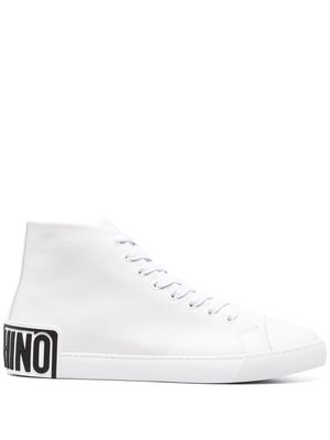 Moschino logo-patch high-top sneakers - White