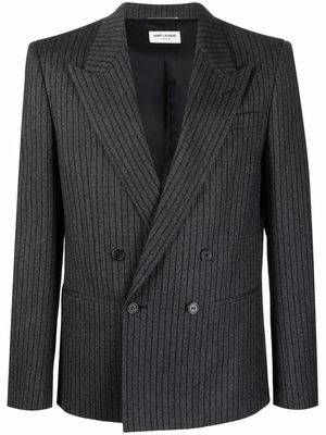 Saint Laurent striped double-breasted blazer - Grey