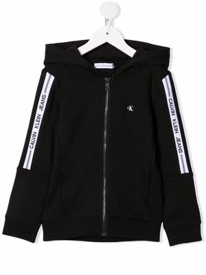 Calvin Klein Kids logo-print zip-up hoodie - Black