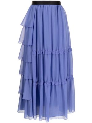 UNDERCOVER high-waisted tiered skirt - Blue