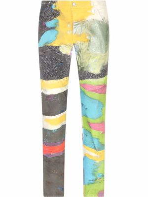 Dolce & Gabbana painted-print straight leg jeans - Multicolour
