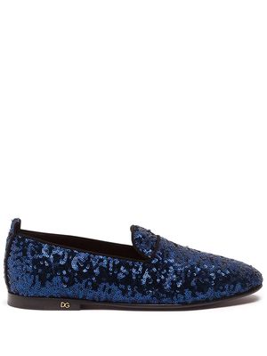 Dolce & Gabbana sequinned flat slippers - Blue