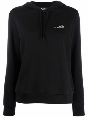 A.P.C. logo-print long-sleeved hoodie - Black