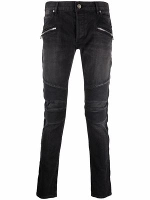 Balmain ribbed panels slim-fit jeans - Black