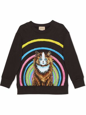 Gucci Kids cat print cotton sweater - Grey