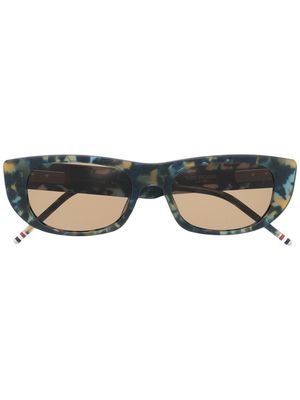 Thom Browne Eyewear tortoiseshell-effect rectangular-frame sunglasses - Blue