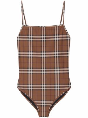 Burberry check-print one-piece - Brown