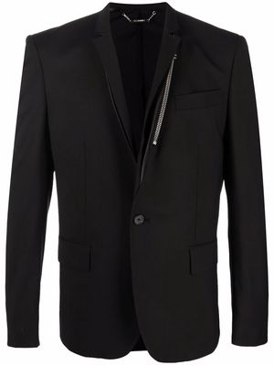 Les Hommes zip-detail single-breasted blazer - Black