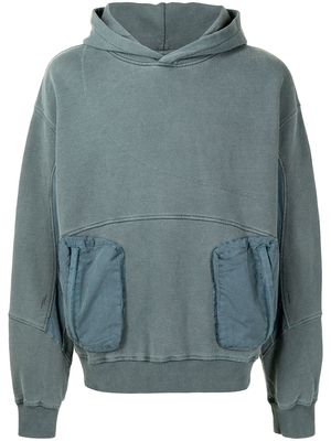 C2h4 panelled cotton hoodie - Blue