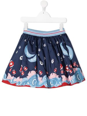 Simonetta all-over print skirt - Blue