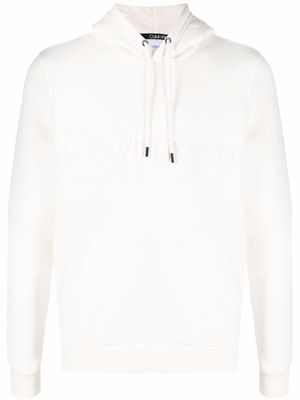 Calvin Klein embroidered logo hoodie - White