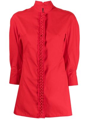 SHIATZY CHEN mandarin-collar cotton shirt - Red